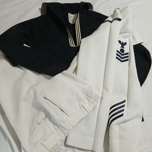 VTG U.S. NAVY Men's 3 item Dress Blue Jumper Dress White Jumper + USS Pensacola - Picture 1 of 16